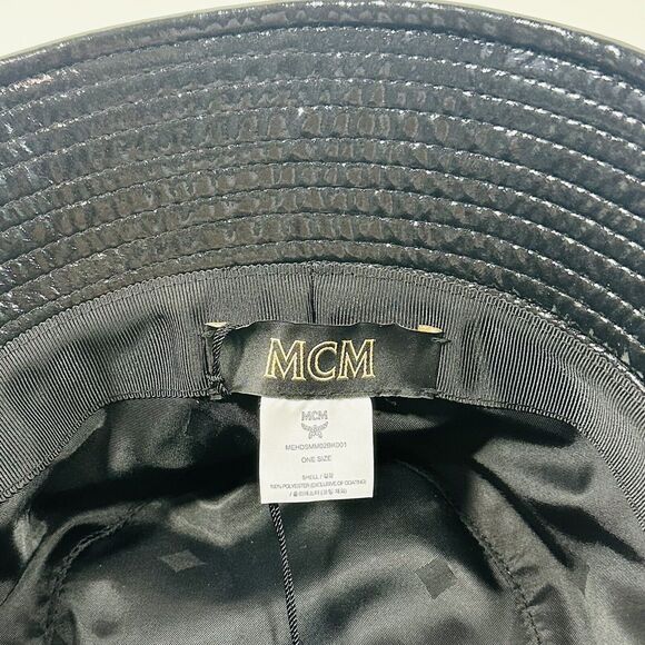 MCM Meta Cyberpunk Logo Embroidery Bucket Hat In Glossy Black NWT $350 - Picture 13 of 14